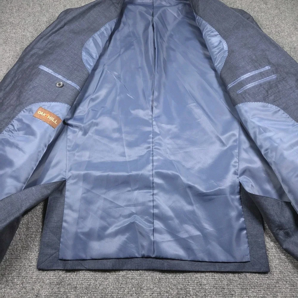 Oak Hill Blazer Men 1XL 46R/48R Blue Linen Blend 2 BTN Sport Jacket